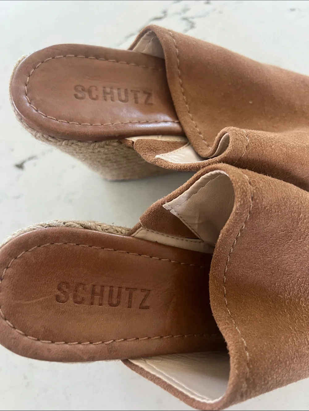 SCHUTZ Brown Suede Espadrille Wedge Mules size 8. New!! So cute